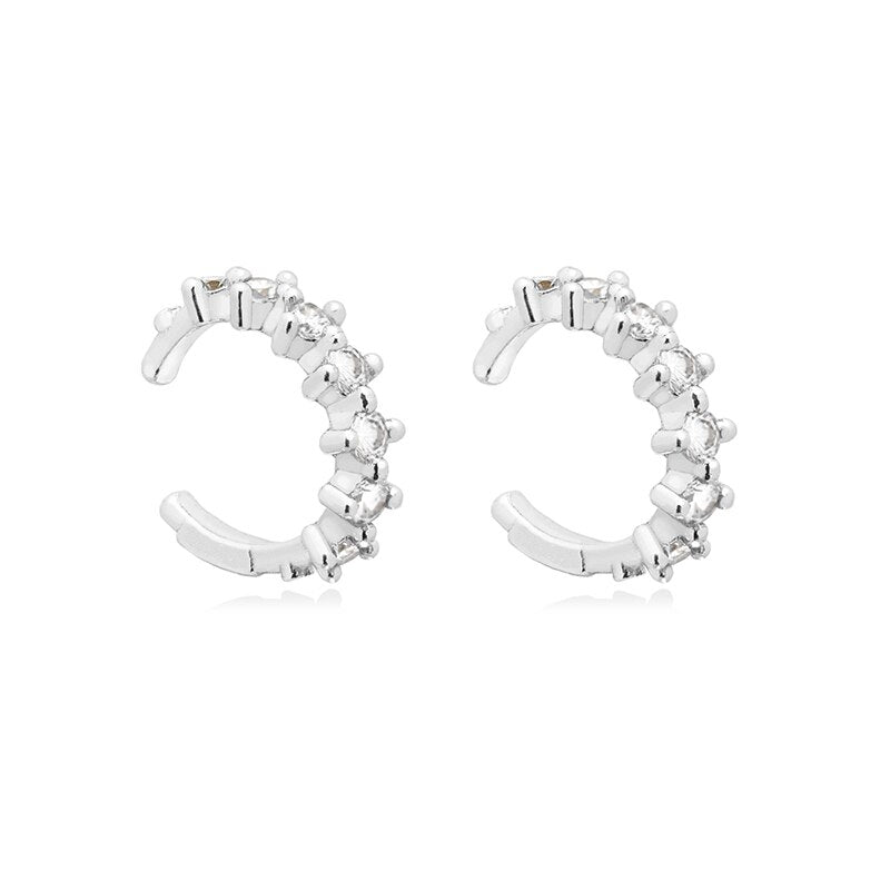 Colored Zircon Ear Stud Earrings for Women Gold Plated Piercing Hoop Drop Chain Dangle Earring Set 2023 Jewelry