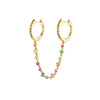Colored Zircon Ear Stud Earrings for Women Gold Plated Piercing Hoop Drop Chain Dangle Earring Set 2023 Jewelry