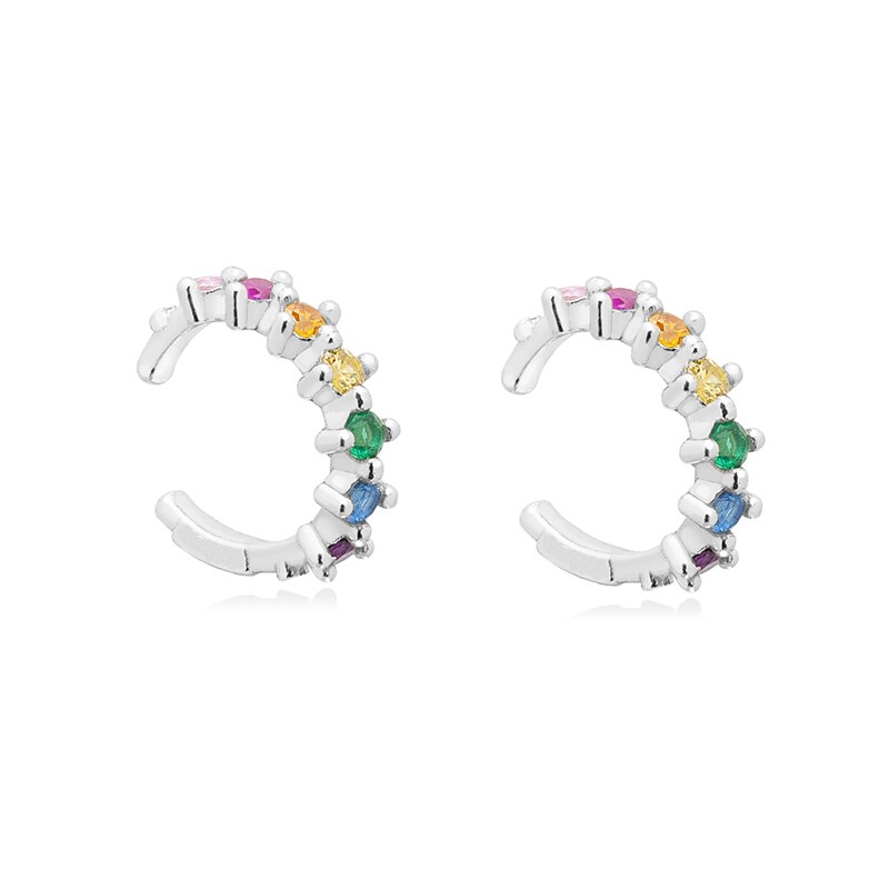 Colored Zircon Ear Stud Earrings for Women Gold Plated Piercing Hoop Drop Chain Dangle Earring Set 2023 Jewelry
