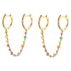 Colored Zircon Ear Stud Earrings for Women Gold Plated Piercing Hoop Drop Chain Dangle Earring Set 2023 Jewelry