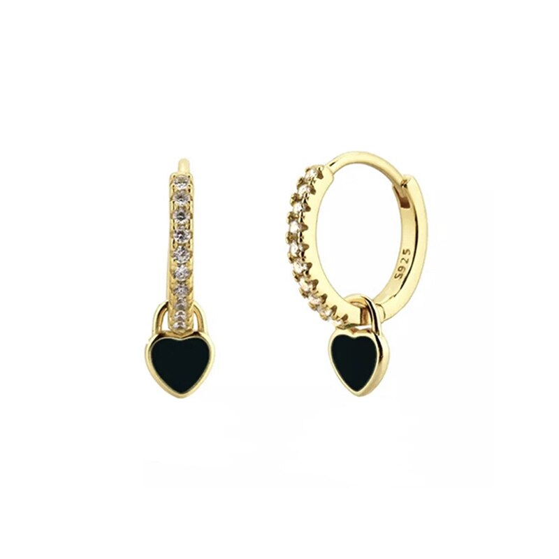 Colored Zircon Ear Stud Earrings for Women Gold Plated Piercing Hoop Drop Chain Dangle Earring Set 2023 Jewelry