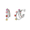 Colored Zircon Ear Stud Earrings for Women Gold Plated Piercing Hoop Drop Chain Dangle Earring Set 2023 Jewelry