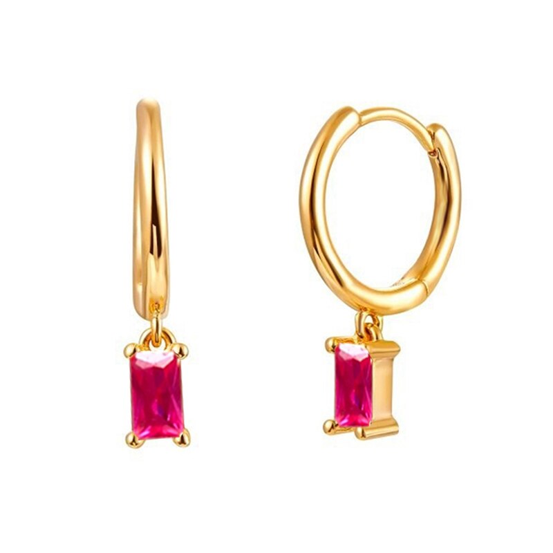 Colored Zircon Ear Stud Earrings for Women Gold Plated Piercing Hoop Drop Chain Dangle Earring Set 2023 Jewelry