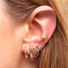 Colored Zircon Ear Stud Earrings for Women Gold Plated Piercing Hoop Drop Chain Dangle Earring Set 2023 Jewelry