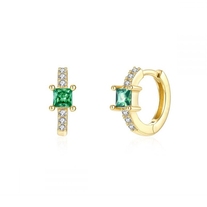 Colored Zircon Ear Stud Earrings for Women Gold Plated Piercing Hoop Drop Chain Dangle Earring Set 2023 Jewelry