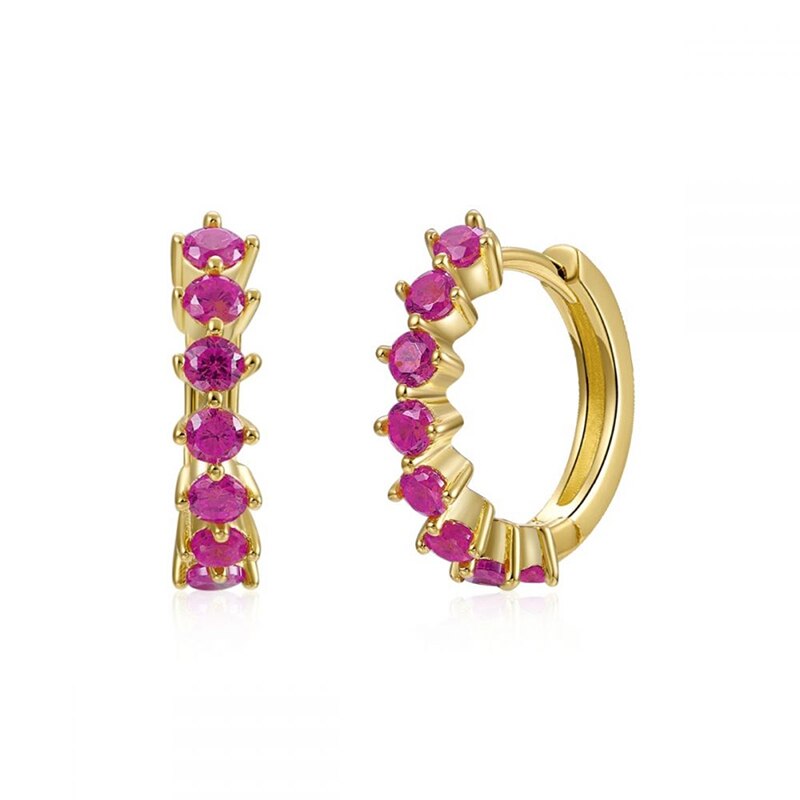 Colored Zircon Ear Stud Earrings for Women Gold Plated Piercing Hoop Drop Chain Dangle Earring Set 2023 Jewelry