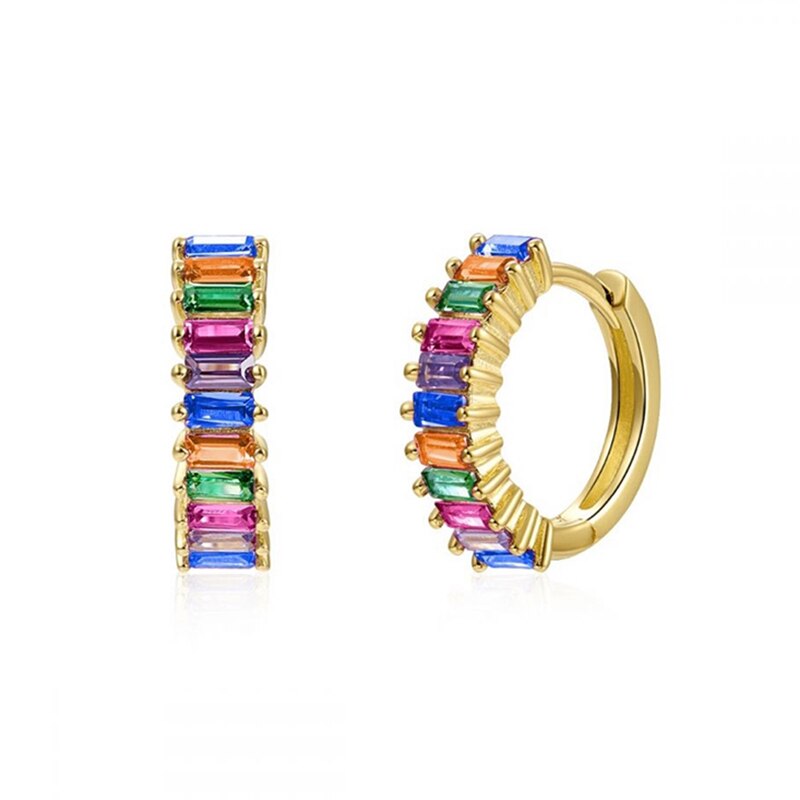 Colored Zircon Ear Stud Earrings for Women Gold Plated Piercing Hoop Drop Chain Dangle Earring Set 2023 Jewelry