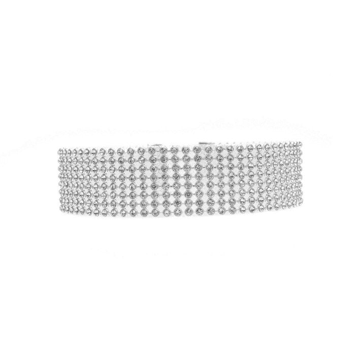 TIMEONLY Exaggeration Sparkly Rhinestones Choker Necklace AB Color Chunky Necklaces for Women Nightclub Street Style Accessories