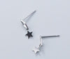 TINNY SMALL 1PAIR 5mm Authentic Real 100% 925 Sterling Silver fine Jewelry Open rhombus Geometric Star dangle Earrings GTLE2353