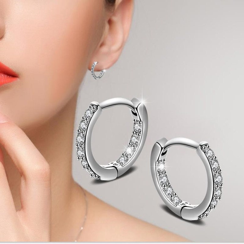 925 Sterling Silver Making Accessory Hoop Earrings Connectors Sparkling Cubic Zircon Earring Jewelry Findings Components