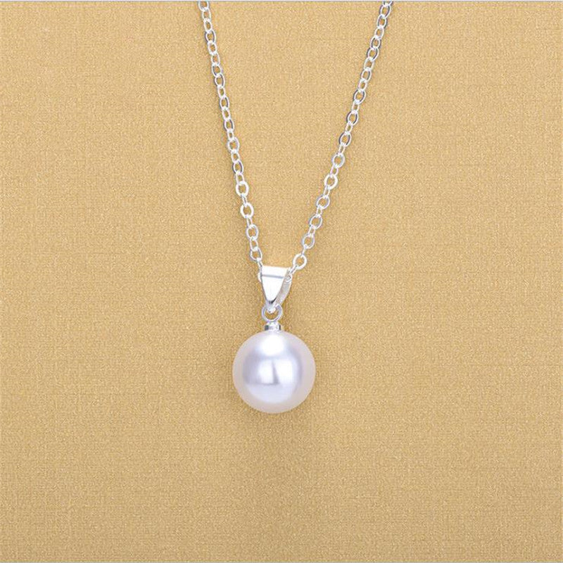 Simple Fashion Female 925 Sterling Silver Necklace For Women Jewelry Lady Trendy Pearl Pendants Necklace Girl Accessories