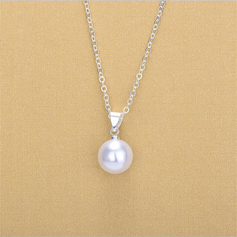 Simple Fashion Female 925 Sterling Silver Necklace For Women Jewelry Lady Trendy Pearl Pendants Necklace Girl Accessories
