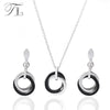 New Silver Ceramic Jewelry Set For Women Black&White Double Circle Stereoscopic Delicate Wedding Stainless Steel Jewelry Set