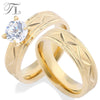 Solid Gold Pair Rings Stainless Steel Material Leaf Pattern Ring 2pcs/Pair Luxury Bridal Anniversary Wedding Rings For Couple