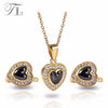 Stainless Steel Jewelry Sets Luxury Gold Color Heart Around Zircon Cute Leisure Style Wedding Ceramic Jewelry Set Never Fade