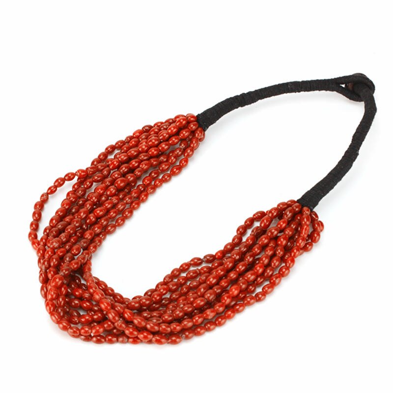 TNL213 Tibetan Ethnic Multi Layers Necklaces Nepal Red Lampwork Glass Beads