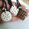 TNL538 Tibetan Yak Bone Hand Carved Endless Knots Amulets for Man With Adjustable Chain