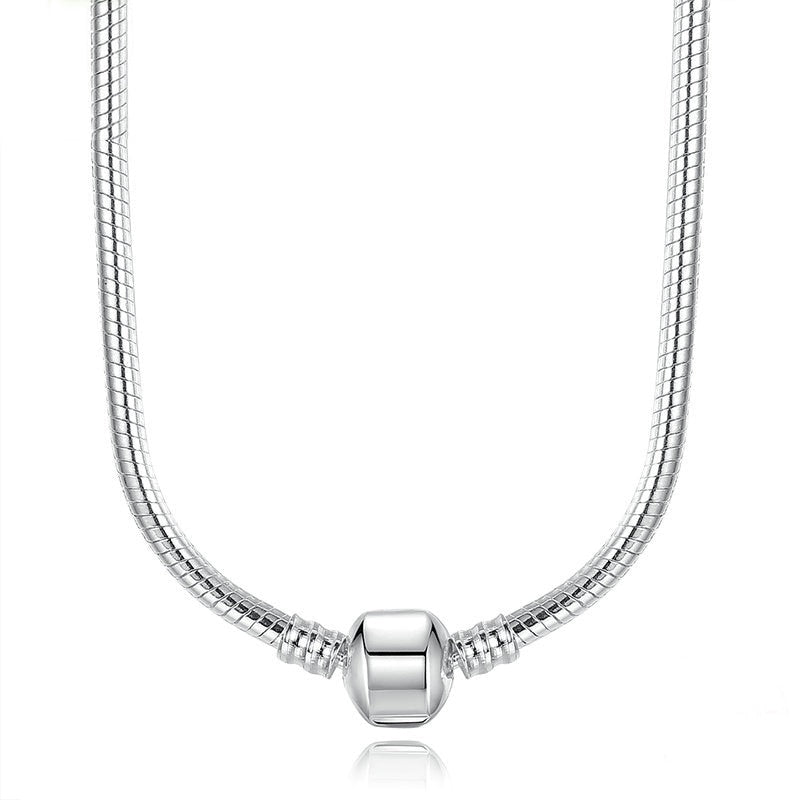 TOGORY 45CM Length Silver Color Charm Necklace Snake Chain Fit Brand Original Pendant Necklaces For Women Lover DIY Jewelry Gift