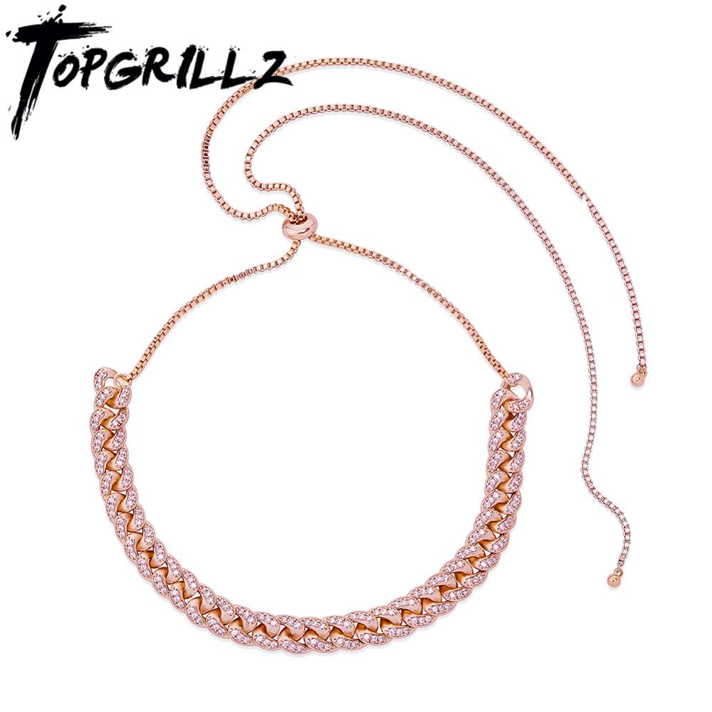 TOPGRILLZ 10mm Cuban Chain Necklace With 8 inch Tail Chain Iced Out Micro Pave CZ Women's Necklace Hip Hop Jewelry Gift