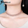 TOPGRILLZ 14mm Chokers Necklace Box Clasp Micro Pave Cuban Link Necklaces  Bling Jewelry Gift For Women 14"15"