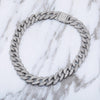 TOPGRILLZ 14mm Chokers Necklace Box Clasp Micro Pave Cuban Link Necklaces  Bling Jewelry Gift For Women 14"15"