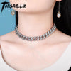 TOPGRILLZ 14mm Chokers Necklace Miami Cuban Link Chain Necklace Iced Cubic Zircon Bling Necklaces Jewelry Gift For Women 14"15"