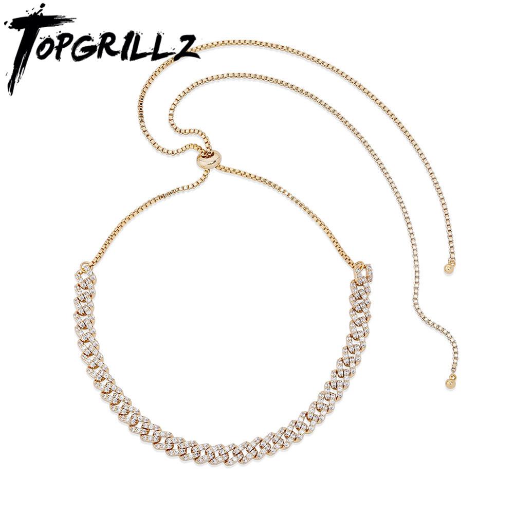 TOPGRILLZ 8mm Square Shaped Cuban Chain Necklace Iced Micro Pave Cubic Zirconia Women's Necklace Hip Hop Jewelry Gift