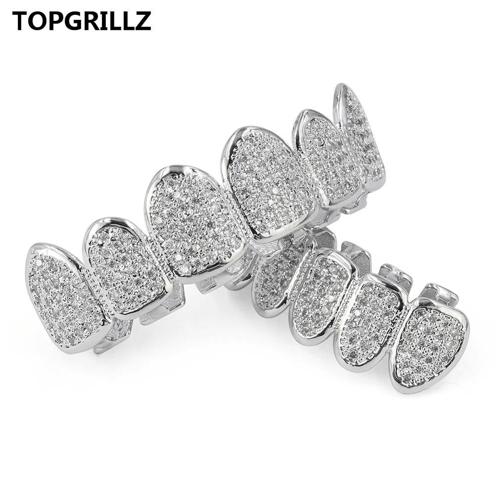 Golden Color Plated CZ Micro Pave Exclusive Luxury Top&Bottom Gold Grillz Set Hop Classic Teeth Grills