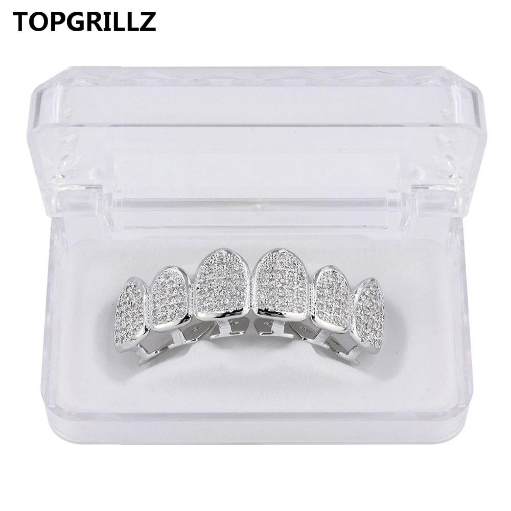 Golden Color Plated CZ Micro Pave Exclusive Luxury Top&Bottom Gold Grillz Set Hop Classic Teeth Grills