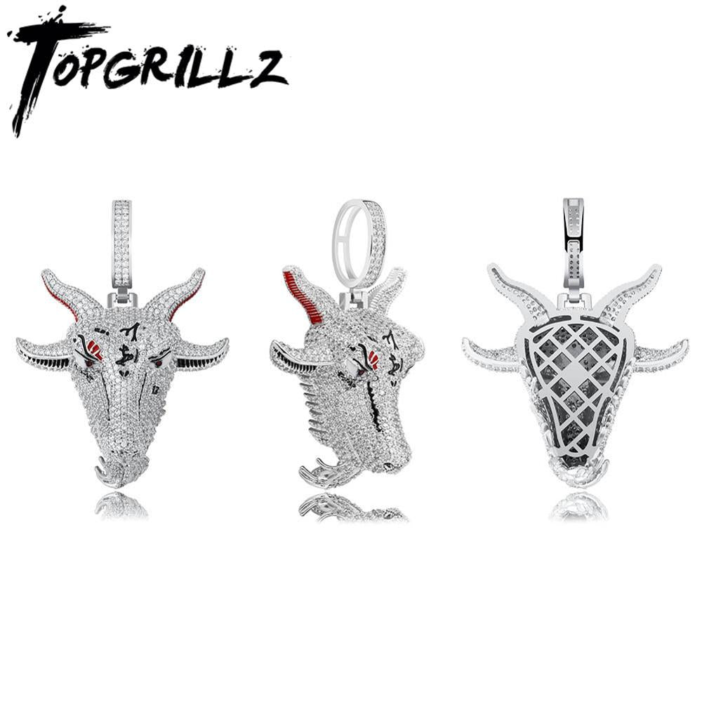 TOPGRILLZ Hip Hop Color Zircon Pendant Iced Cubic Zirconia Jewelry 4 Optional For Men