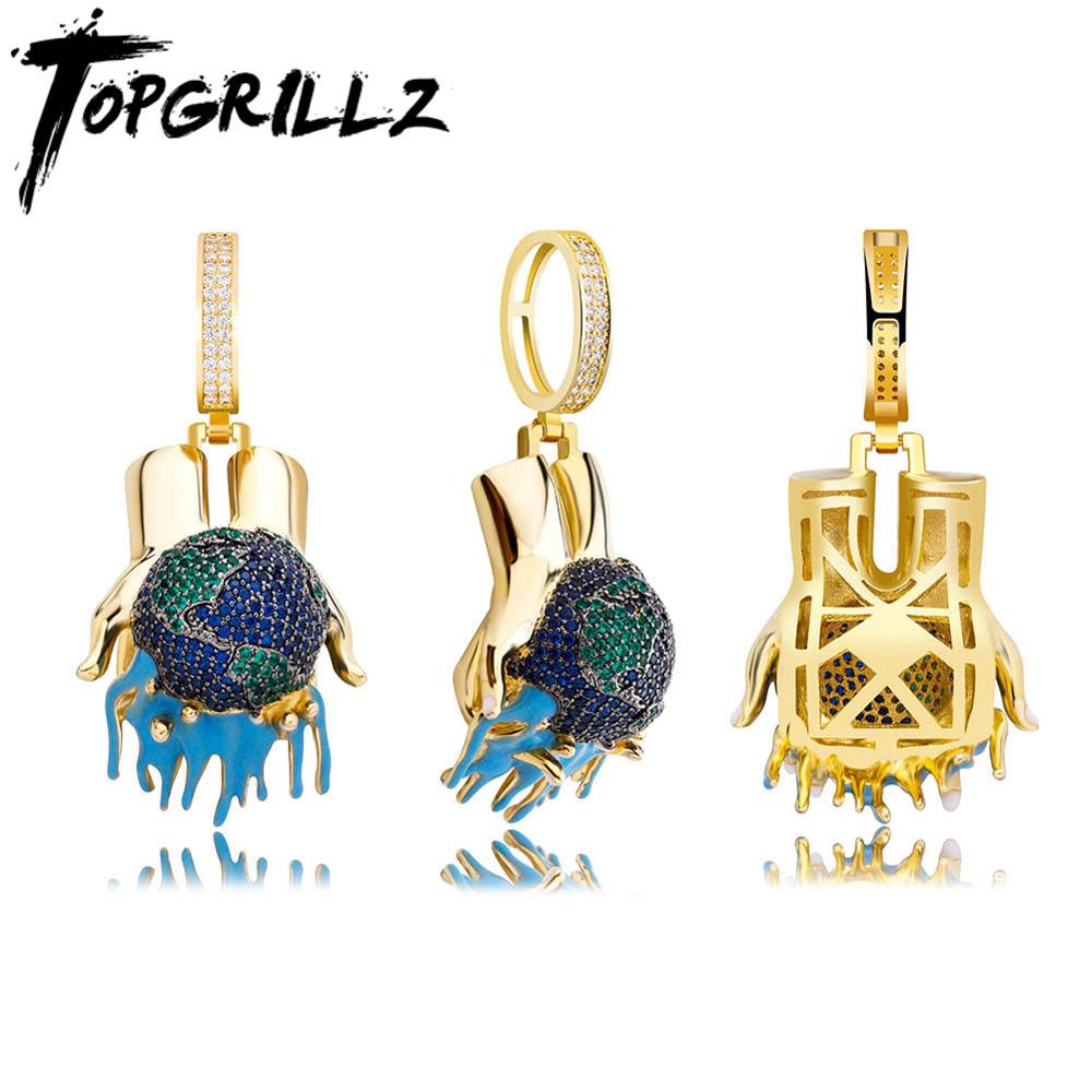 TOPGRILLZ Hip Hop Color Zircon Pendant Iced Cubic Zirconia Jewelry 4 Optional For Men