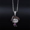 TOPGRILLZ ICEDOUT The Fairly OddParents Cartoon Character Timmy Necklace Pendant With Tennis Chain Cubic Zircon Hip Hop Jewelry