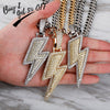 TOPGRILLZ Large Lightning Bolt Pendant Necklace  Bling Iced Out CZ Hip Hop Personalised Jewelry Gift For Men