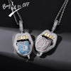 TOPGRILLZ  Copper Iced Out Cubic Zirconia Lips Pendant Necklace Colors Stone With 4mm Tennis Chain