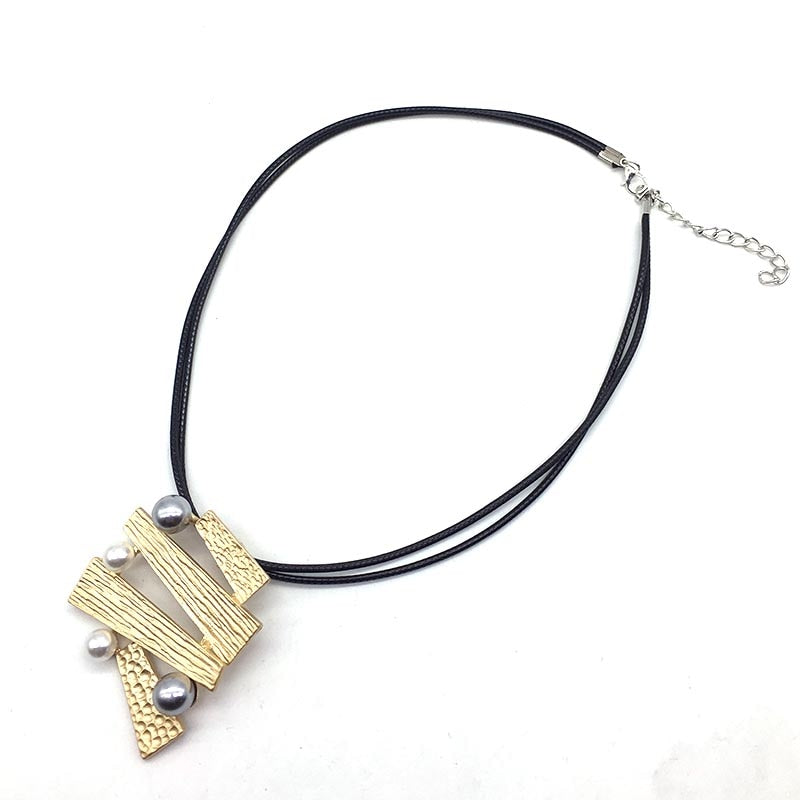 TOTABC Women Jewelry Black Leather Chokers Necklace Pearl Grey Pendant Necklaces & Pendants collares mujer colar choker