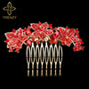 TREAZY Elegant Bridal Hair Combs Red Crystal Floral Animal Bride Wedding Hair Jewelry Party Prom Hair Accessories Women Headwear