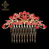 TREAZY Elegant Bridal Hair Combs Red Crystal Floral Animal Bride Wedding Hair Jewelry Party Prom Hair Accessories Women Headwear