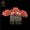 TREAZY Elegant Bridal Hair Combs Red Crystal Floral Animal Bride Wedding Hair Jewelry Party Prom Hair Accessories Women Headwear