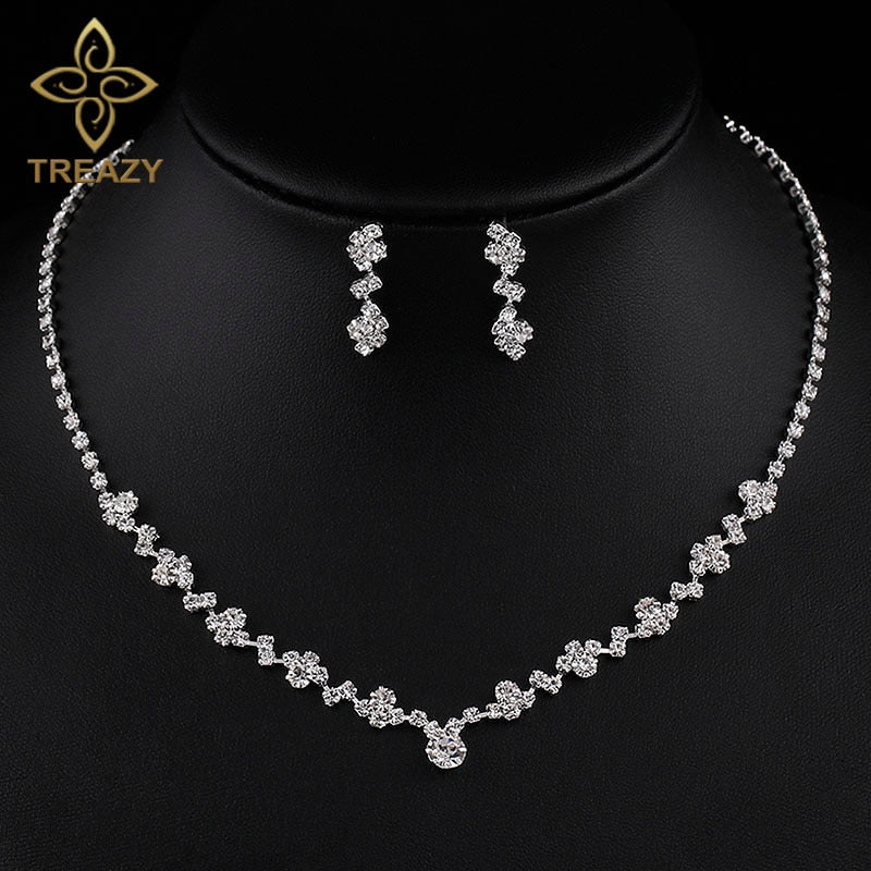 TREAZY-Simple-Geometric-Crystal-Bridal-Jewelry-Set-for-Women-Silver-Color-Rhinestone-Necklace-Earrings-Set-Party