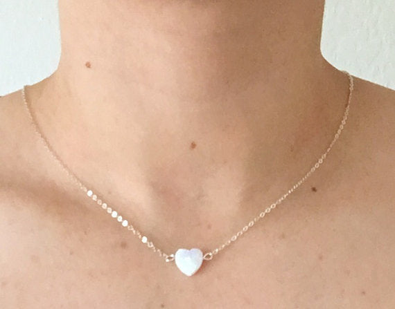 JEWELRY Fashion simple opal heart necklace ladies short clavicle necklace Pendant N345