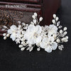 TUANMING 1PCS Silver White Flower Hair Jewelry Pearl Rhinestone Combs Barrettes Bridal Hairpins Wedding Bride Hair Accessories