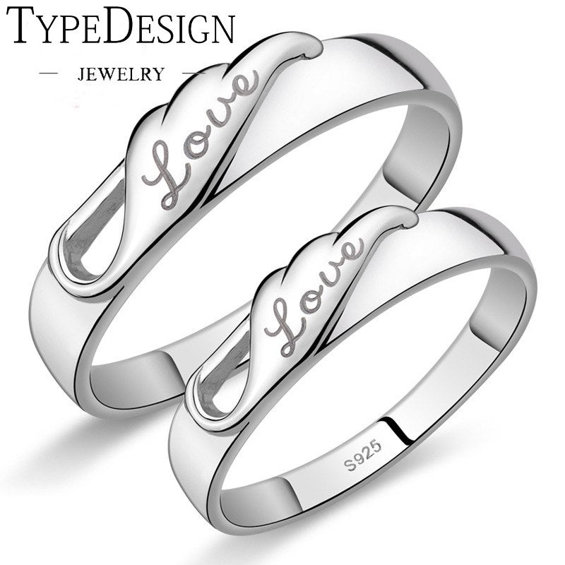TYPE JEWELRY 925 Silver Lovers wing lovers open a pair of rings, fashion little fresh engagement ring