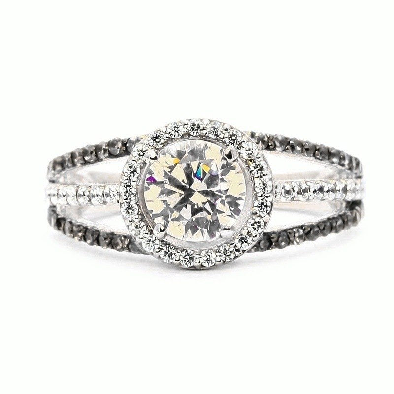 TYPE JEWELRY Classic round garnet with white ring decorations For women