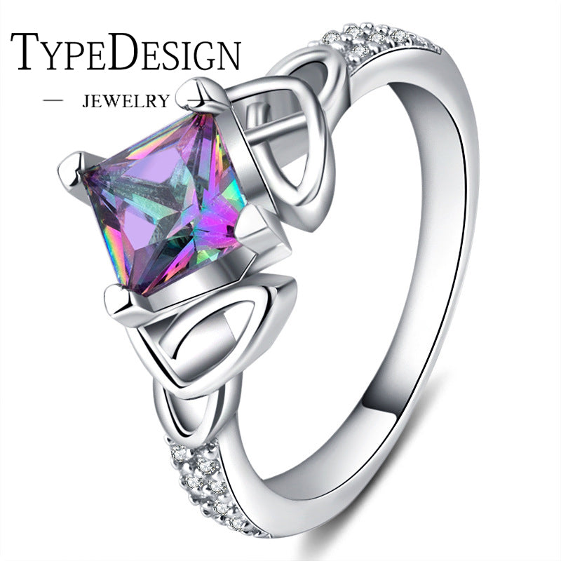 TYPE JEWELRY Creative personality rainbow top stone ring party gifts For women