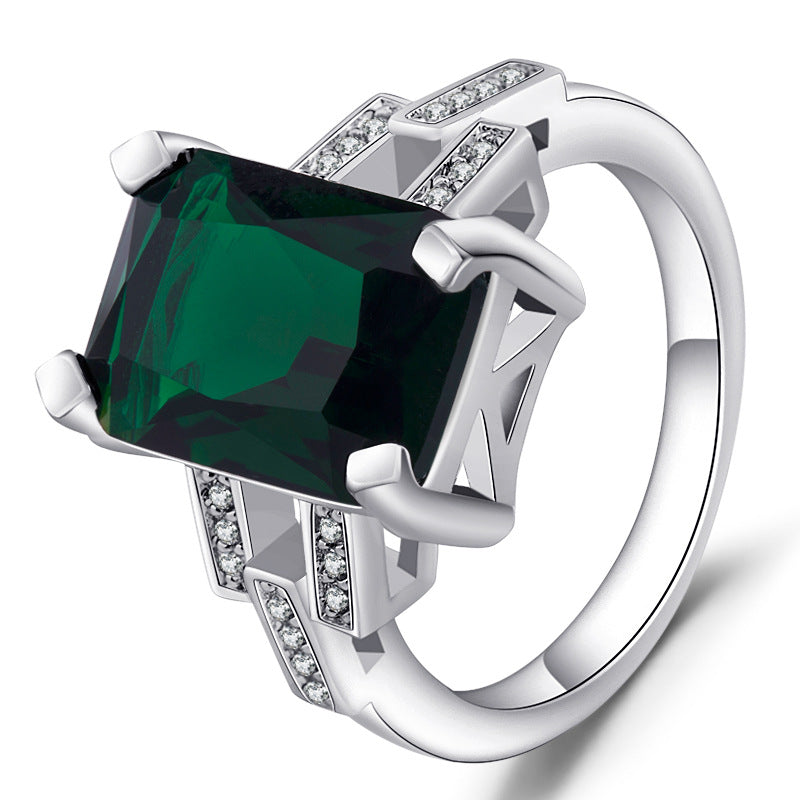 TYPE JEWELRY Emerald Ring plated with 925 silver colored carat square coloured jewel tourmaline rings. wedding rings turquoise
