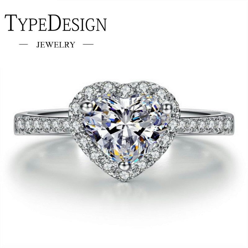 TYPE JEWELRY Fashion exquisite love heart shaped femal micro inlaid hand ornaments customizatio Vintage Wedding Rings For Women