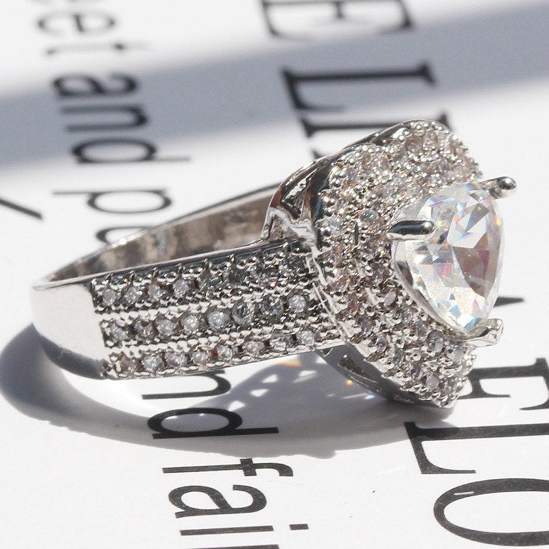 TYPE JEWELRY Pink love color ring, ladies boutique luxurious drilled copper plated lovers Ring Jewelry   lots bulk