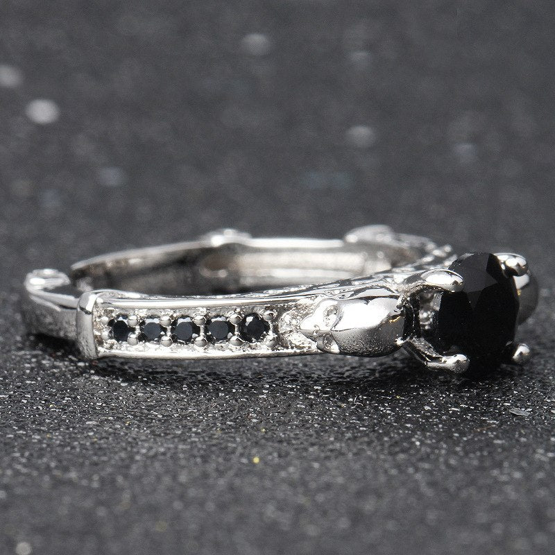 TYPE JEWELRY Punk style skull zircon 3 color ring For women