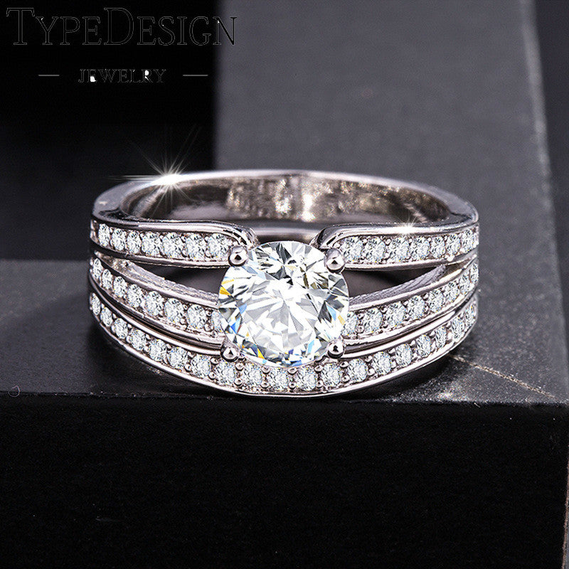 TYPE JEWELRY Women's couple ring double ring micro-inlaid zirconium ring For women Birthd gift, free delivery