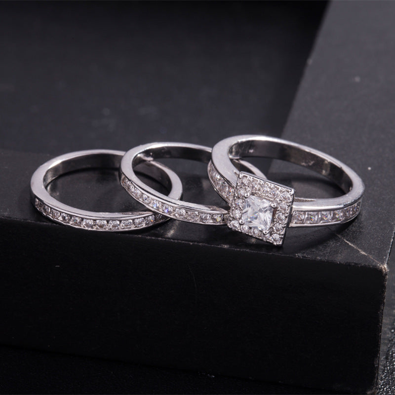 TYPE JEWELRY Women's couple ring double ring micro inlaid zirconium ring